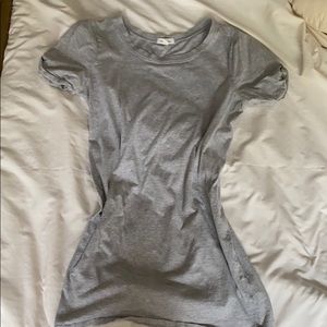 COTTON GRAY T-SHIRT DRESS WITH CUFFED SLEEVES